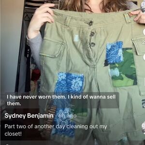 Patchwork Olive Green Women's Shorts